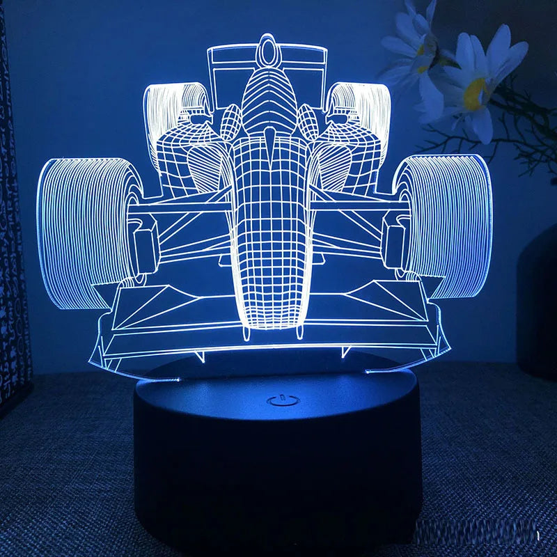Formula 1 F1 Racing 3d LED Night Light Bedroom Custom Supercar Club Logo Write Name Superstar Lamp Birthday Gift For Boyfriend