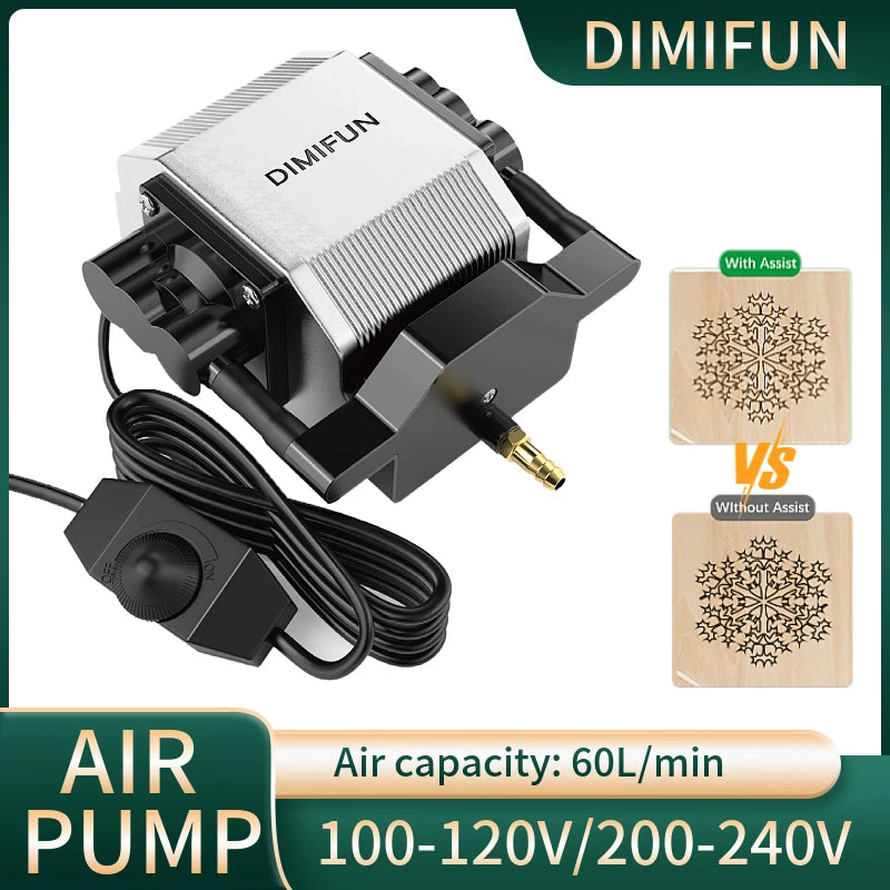 DIMIFUN 28W air compressor air auxiliary pump, air volume 60L/min, compatible with all brands of CNC laser engraving machines