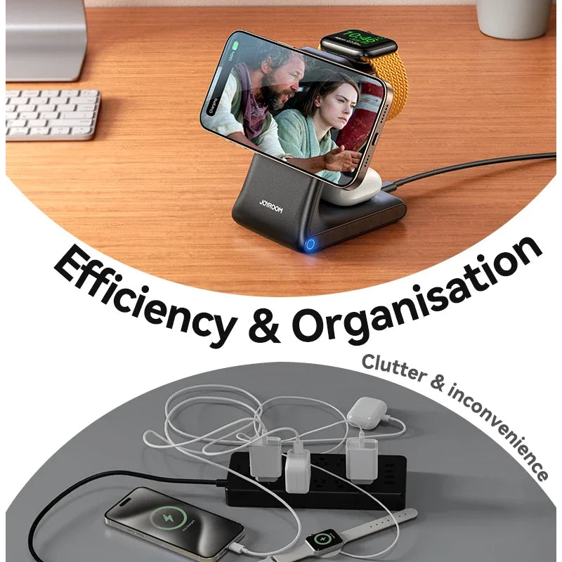 Joyroom 3-in-1 Magnetic Wireless Charging Station Wireless Phone Charger Stand for iPhone 16 15 14 13 12 for iWatch for AirPods