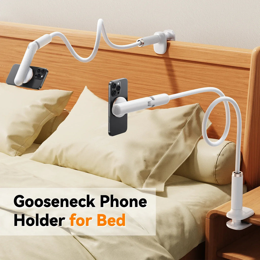 Oatabasf Magnetic Gooseneck Phone Stand Holder with Flexible Long Arm for Bed Lazy Bracket for 4-7" Phone Tablet Stand 4.7-13"