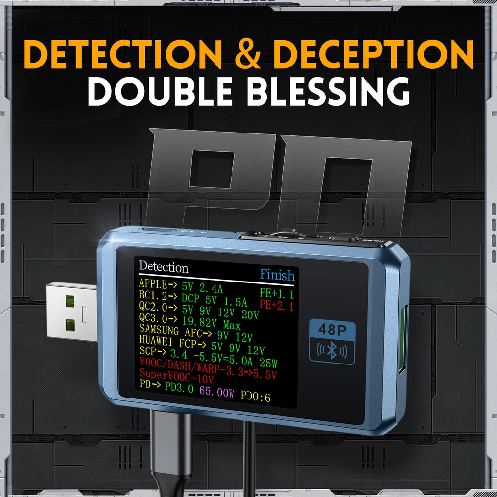 FNIRSI FNB48P USB Tester, Voltmeter, Ammeter, TYPE-C Fast Charging Detection Trigger Battery Capacity Tester,