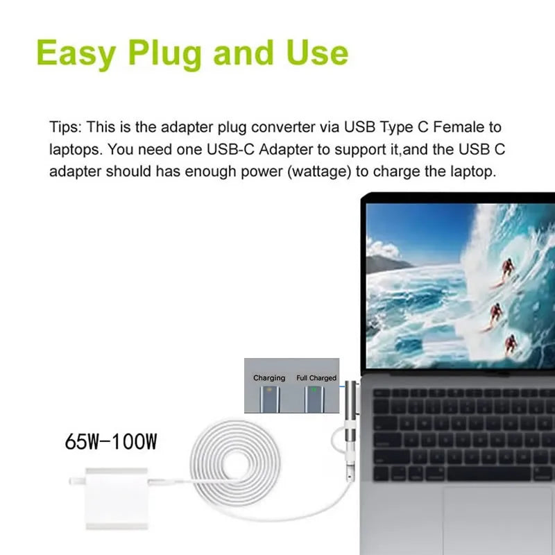 USB Type C Magnetic PD Adapter for Magsafe 1 2 MacBook Air Pro Led Indicator Fast Charging Magnet Plug Converter