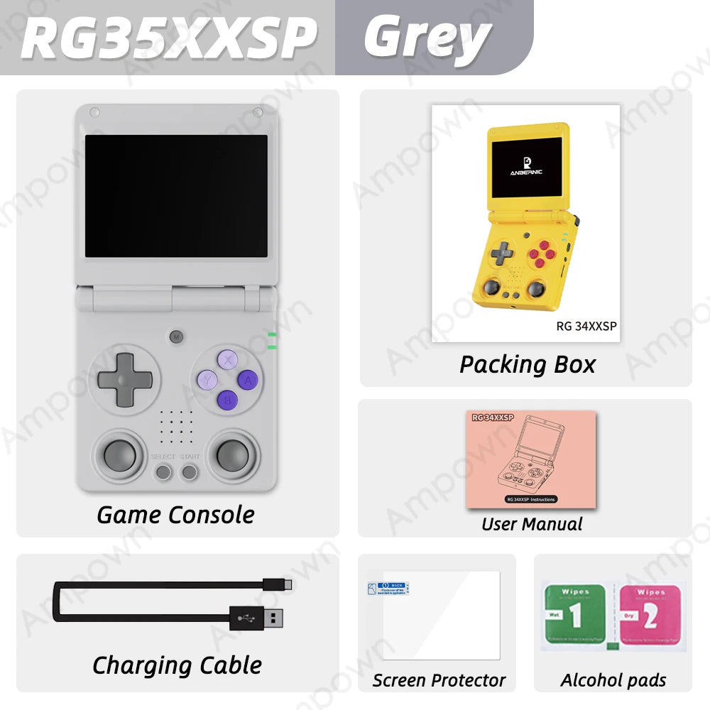Anbernic RG34XXSP Flip Handheld Game Console 3.4'' IPS Screen TV Output Linux System Hall Magnetic Flip Cover Video Player Gifts