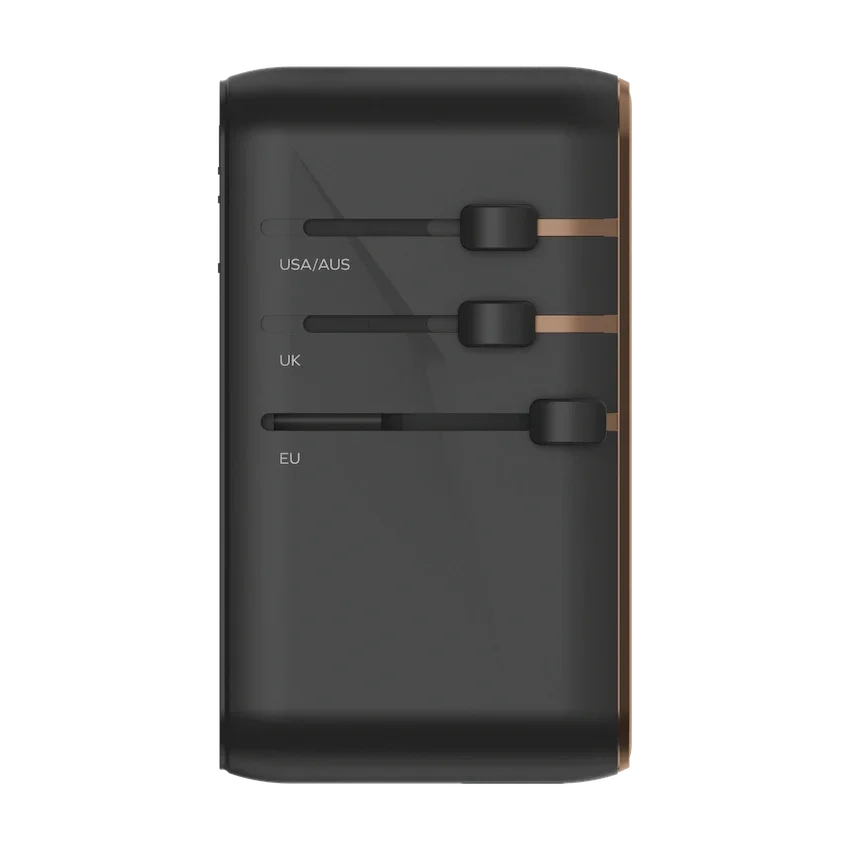 MOMAX 170W Universal Power Adapter with USB-C and multiple plugs for US UK EU AU travel charging