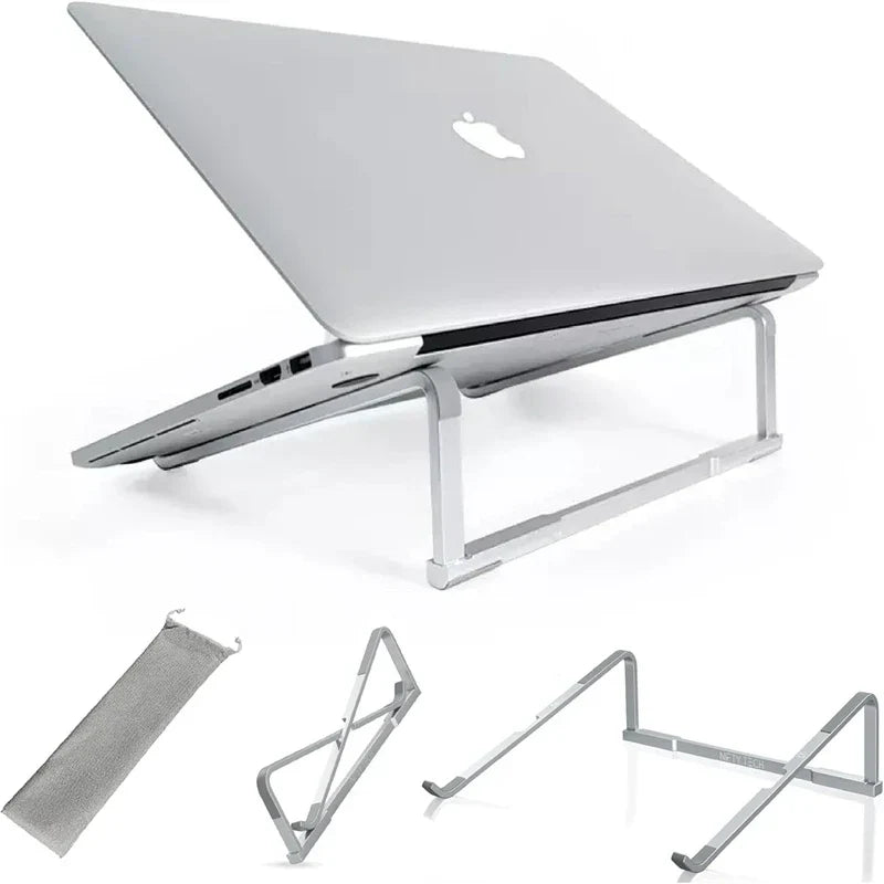 Foldable aluminum alloy laptop stand with adjustable height and portable design