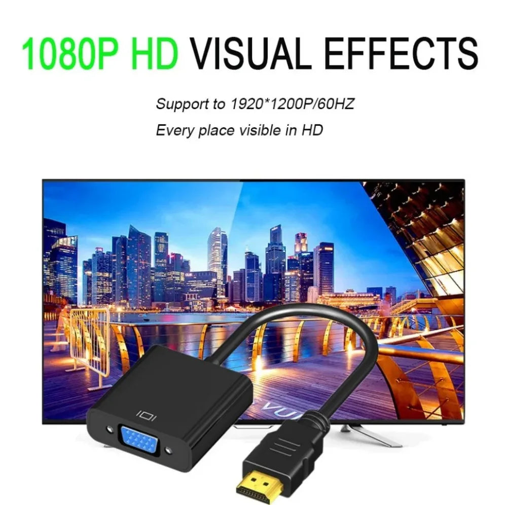 1080P HDMI-compatible To VGA Converter Adapter Cable HDMI Male to VGA Female Digital Analog Converter for Laptop PC TV Projector