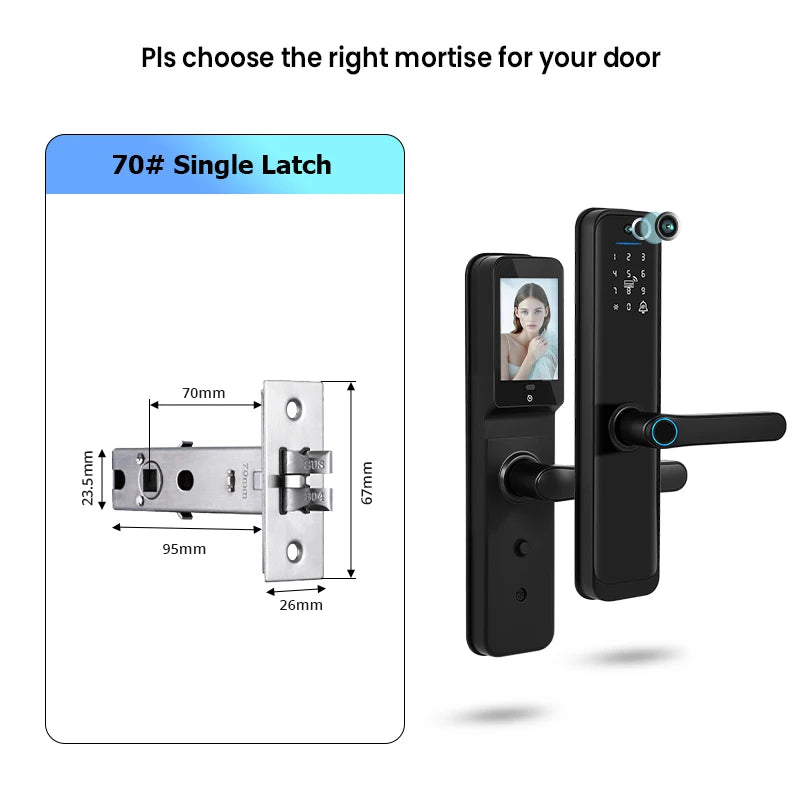 Tuya Wifi Smart Door Lock Electronic Digital Lock with Biometric Fingerprint Camera Smart Card Password Key Unlock Feature