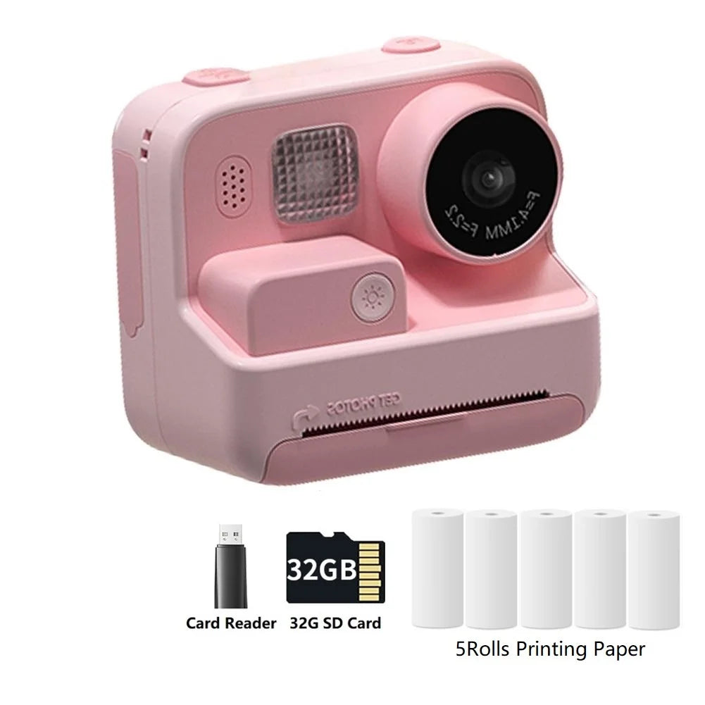 Children Instant Camera Print Camera 2.0" 1080P Video Photo Digital Camera with Thermal Print Paper for Kids Birthday Gift Toys