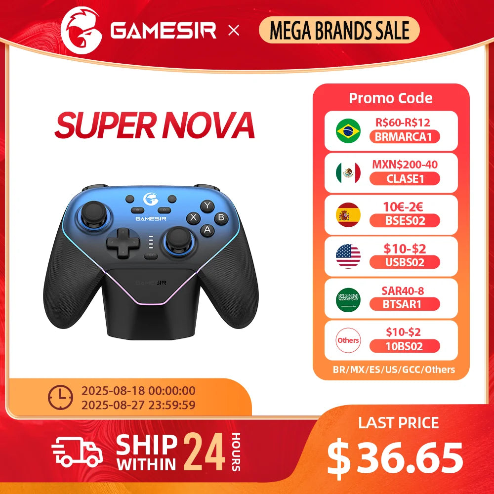 New GameSir Super Nova Wireless Game Controller T4N Pro Gamepad Hall Effect Sticks Analog Triggers for PC Switch Android iOS
