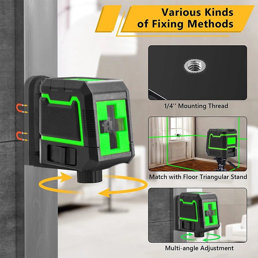 HILDA Laser Level 2 Lines Self-Leveling Horizontal And Vertical Cross Super Powerful Green Laser Beam Line
