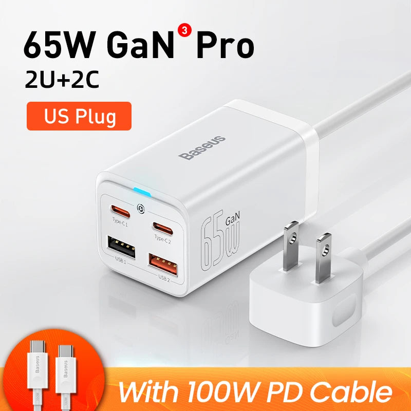Baseus PD 100W GaN Charger USB Type C Desktop Charger Station Quick Charge 4.0 QC 3.0 Fast Charging For Macbook iPhone 14 Xiaomi
