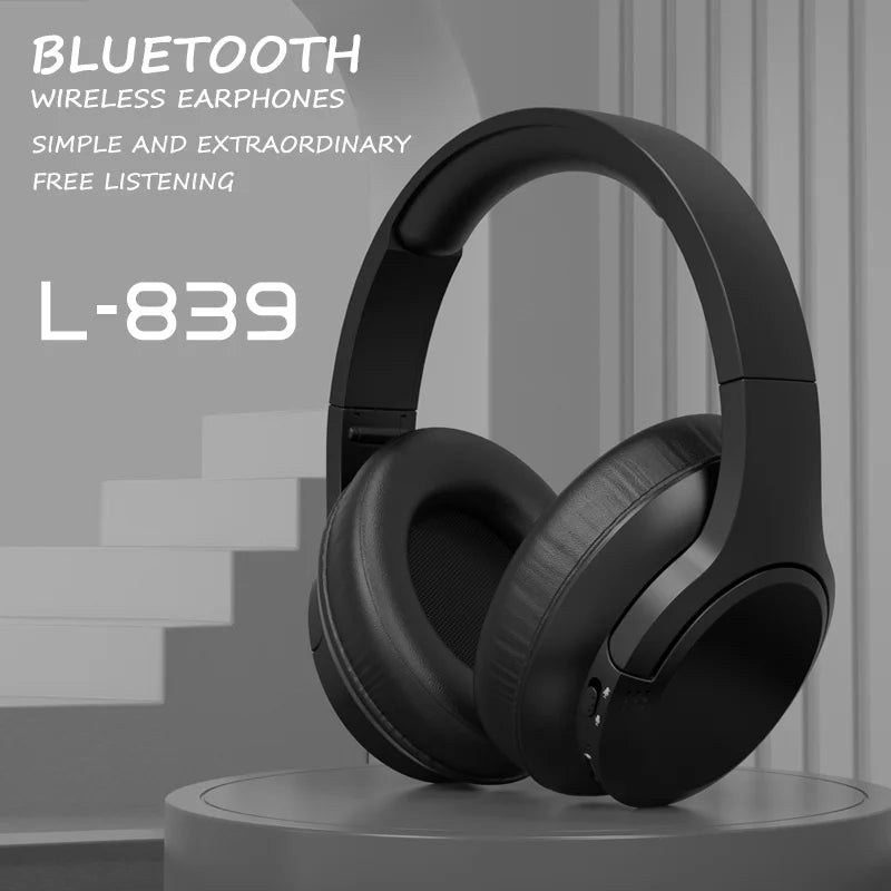 LDON L839 foldable Bluetooth 5.3 wireless over-ear headphones with active noise cancellation and mic