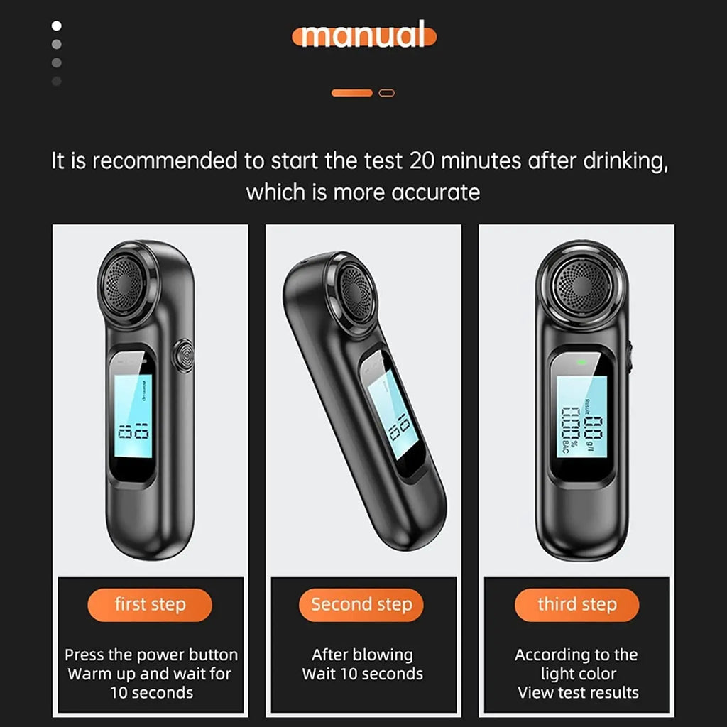 Non-Contact High-Precision Alcohol Tester Digital LCD Screen USB Rechargeable Breath Alcohol Tester Breathalyzer Analyzer