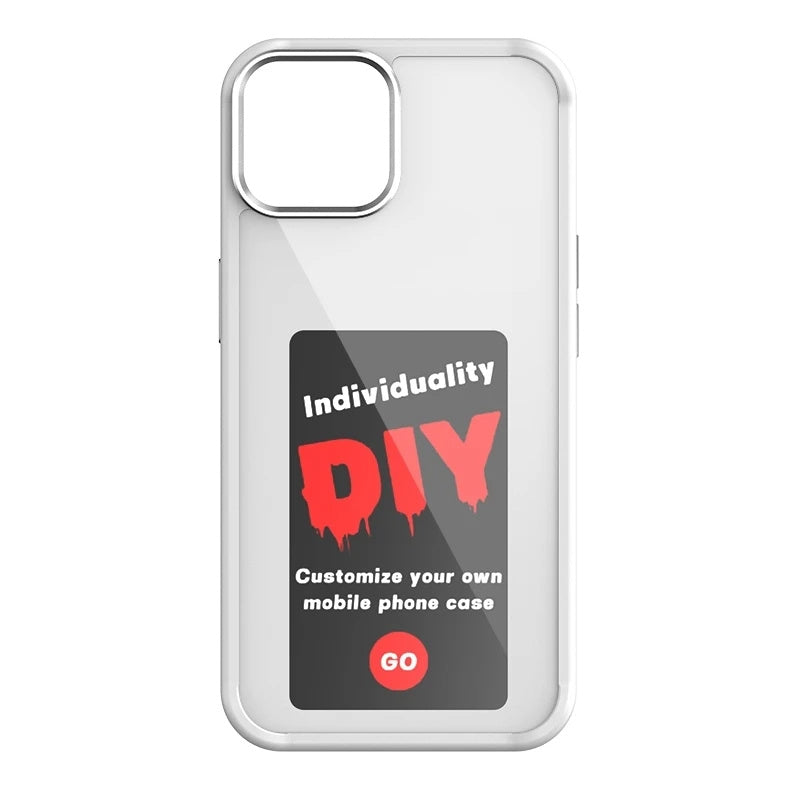 Transparent E-ink screen phone case with customizable DIY display for Apple iPhone
